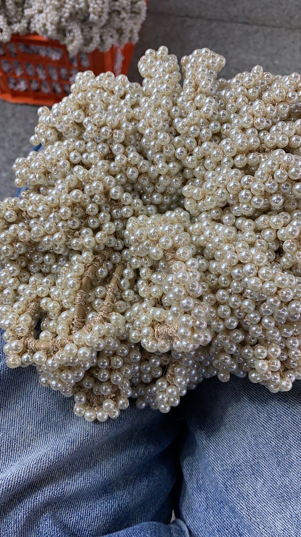 Pearl Handmade Crochet Gold Thread Pearl Rubber Band Circle, Horsetail Circle undefined