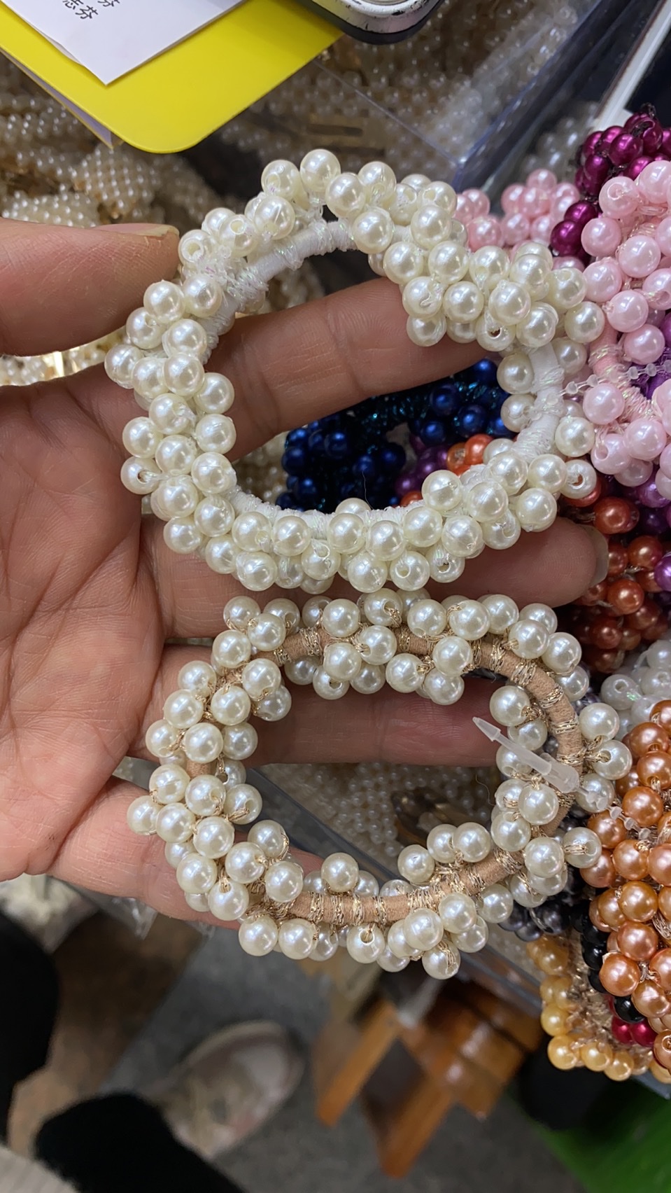 Pearl Handmade Crochet Gold Thread Pearl Rubber Band Circle, Horsetail Circle undefined