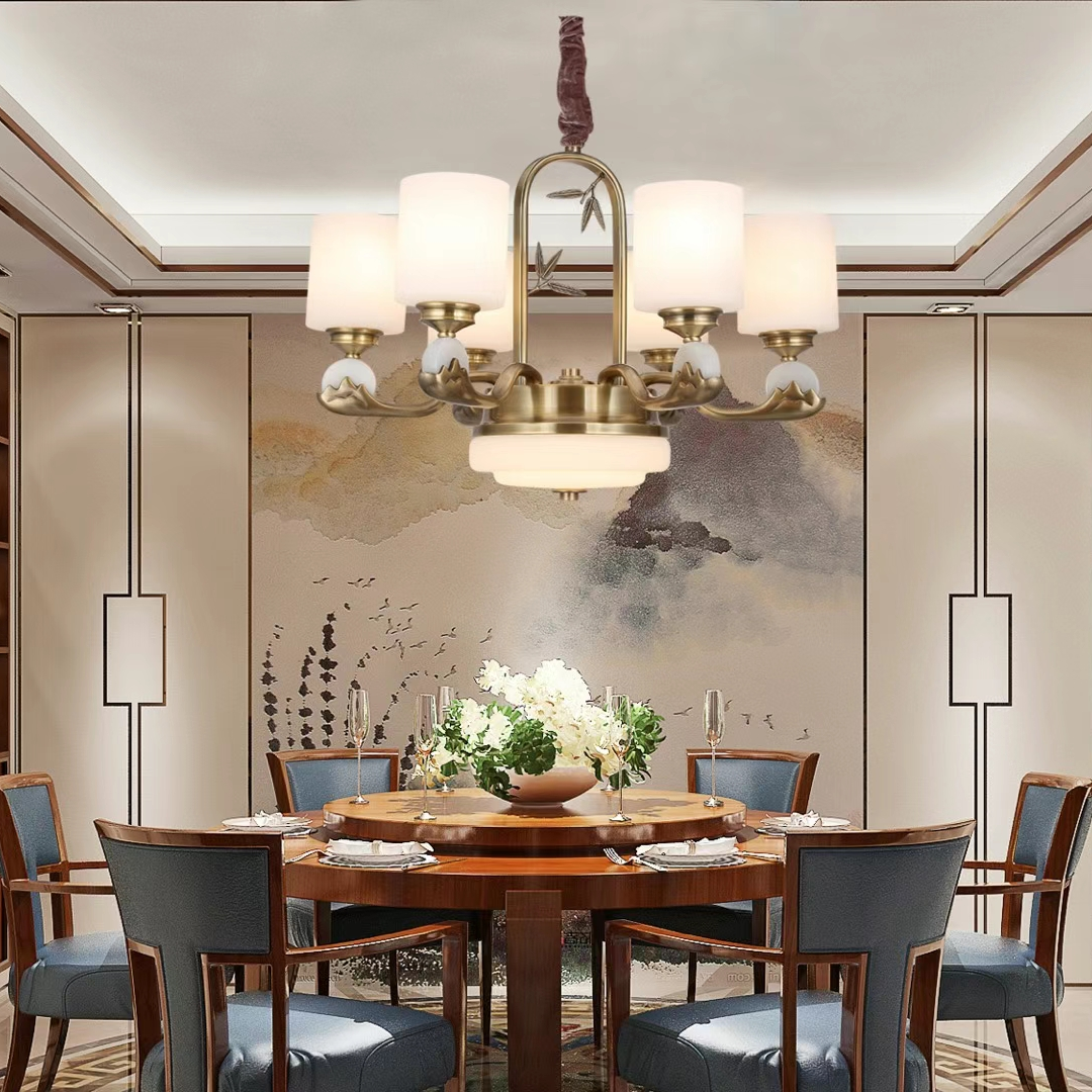 Six new Chinese-style chandeliers made of all-copper jade and featuring a national trend