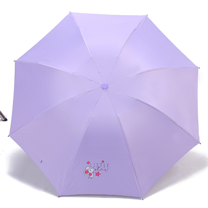 Folding umbrella, UV protection black rubber sun protection umbrella, custom logo creative gift umbrella, all-weather and all-weather cartoon three-fold umbrella detail image 4