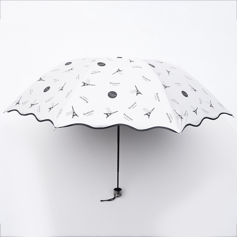 Creative Korean-style cute and fresh princess umbrella, black vinyl uv umbrella, UV-resistant wavy edge sun umbrella in stock details Picture