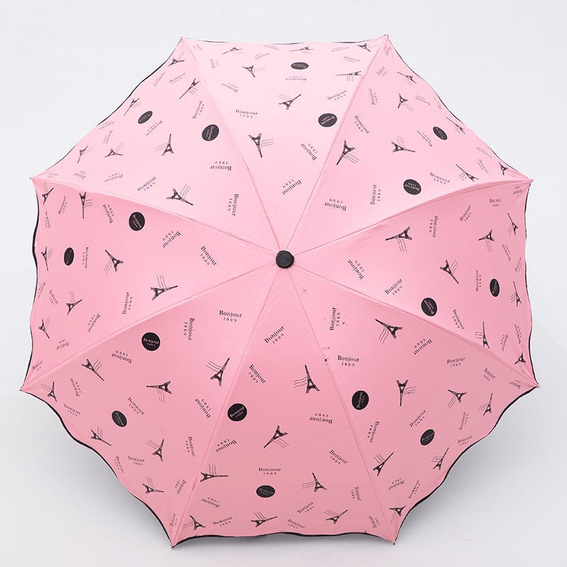 Creative Korean-style cute and fresh princess umbrella, black vinyl uv umbrella, UV-resistant wavy edge sun umbrella in stock