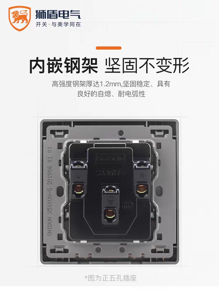 Lion Shield switch socket Black X5 Grey Nordic grey household concealed wall socket with multiple controls on one, multi-hole panel Specification image