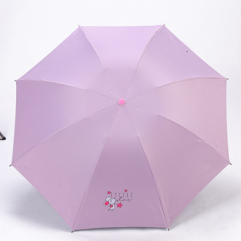 Folding umbrella, UV protection black rubber sun protection umbrella, custom logo creative gift umbrella, all-weather and all-weather cartoon three-fold umbrella detail image 3