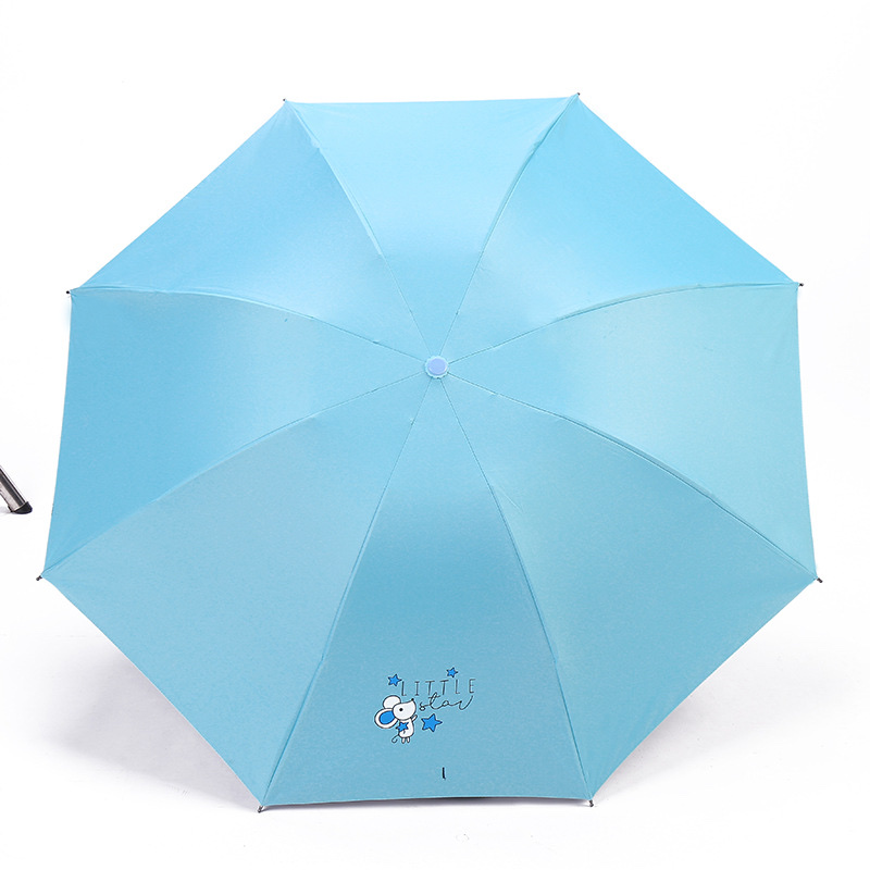 Folding umbrella, UV protection black rubber sun protection umbrella, custom logo creative gift umbrella, all-weather and all-weather cartoon three-fold umbrella detail image 6