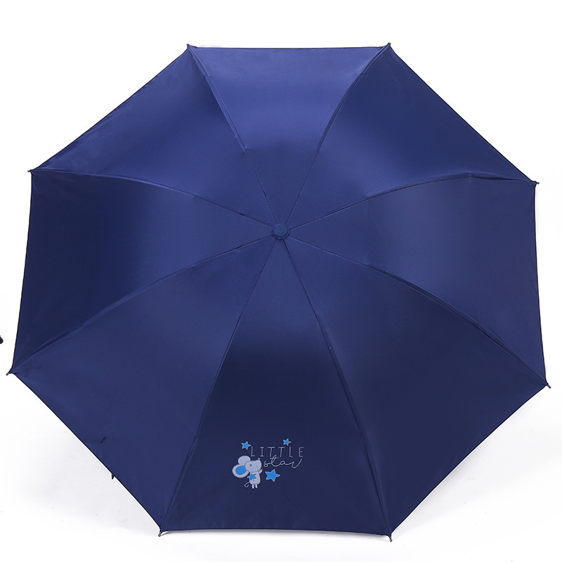 Folding umbrella, UV protection black rubber sun protection umbrella, custom logo creative gift umbrella, all-weather and all-weather cartoon three-fold umbrella detail image 1