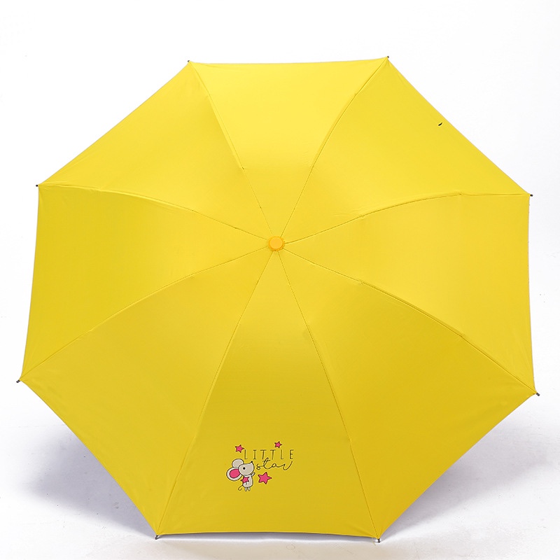 Folding umbrella, UV protection black rubber sun protection umbrella, custom logo creative gift umbrella, all-weather and all-weather cartoon three-fold umbrella