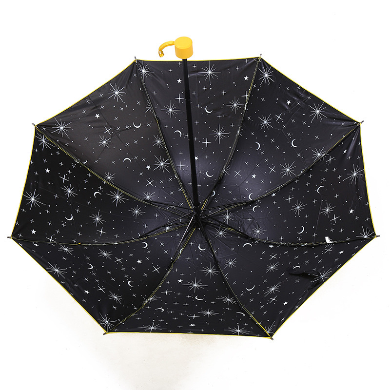 Folding umbrella, UV protection black rubber sun protection umbrella, custom logo creative gift umbrella, all-weather and all-weather cartoon three-fold umbrella details Picture