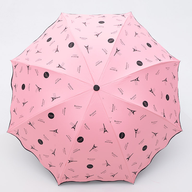 Creative Korean-style cute and fresh princess umbrella, black vinyl uv umbrella, UV-resistant wavy edge sun umbrella in stock detail image 1