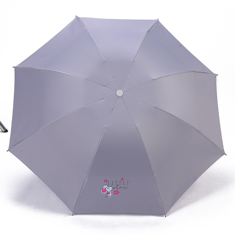 Folding umbrella, UV protection black rubber sun protection umbrella, custom logo creative gift umbrella, all-weather and all-weather cartoon three-fold umbrella detail image 5