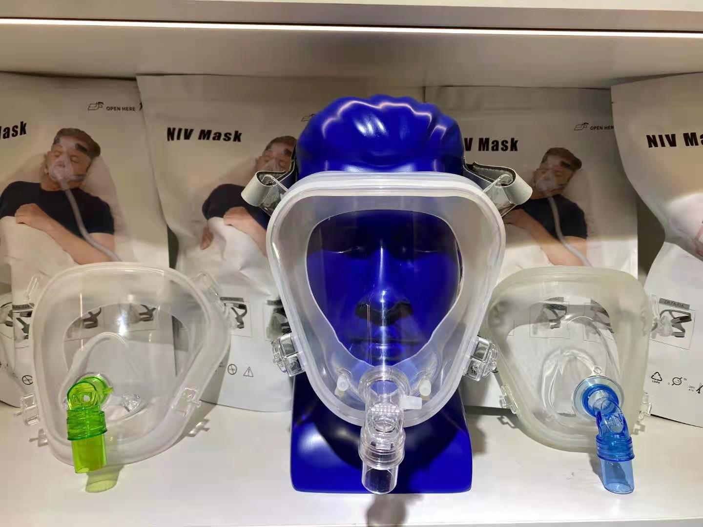 厂家直销全脸型呼吸机面罩鼻氧管组合式挂钩全硅胶。详情图5