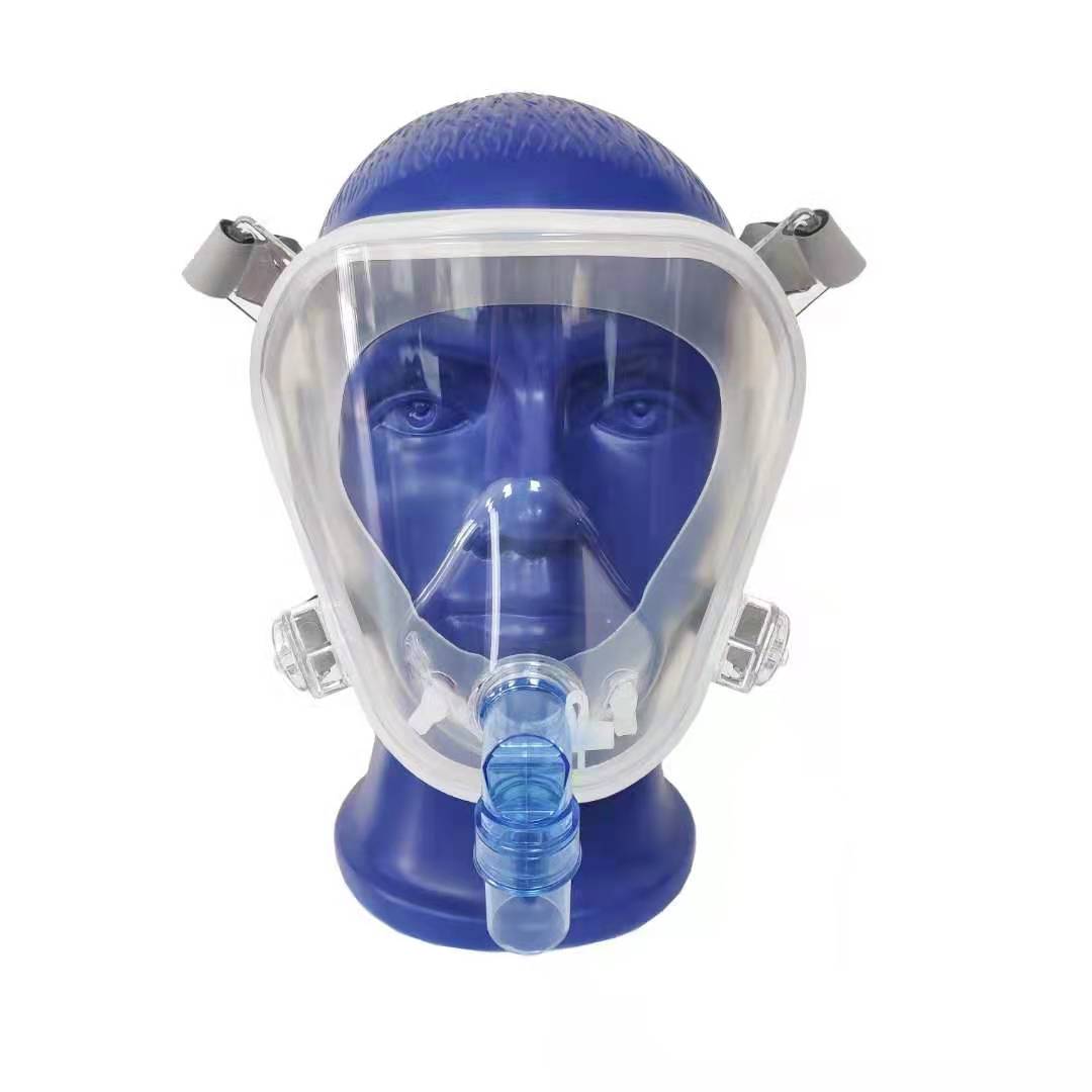 厂家直销全脸型呼吸机面罩鼻氧管组合式挂钩全硅胶。详情图2
