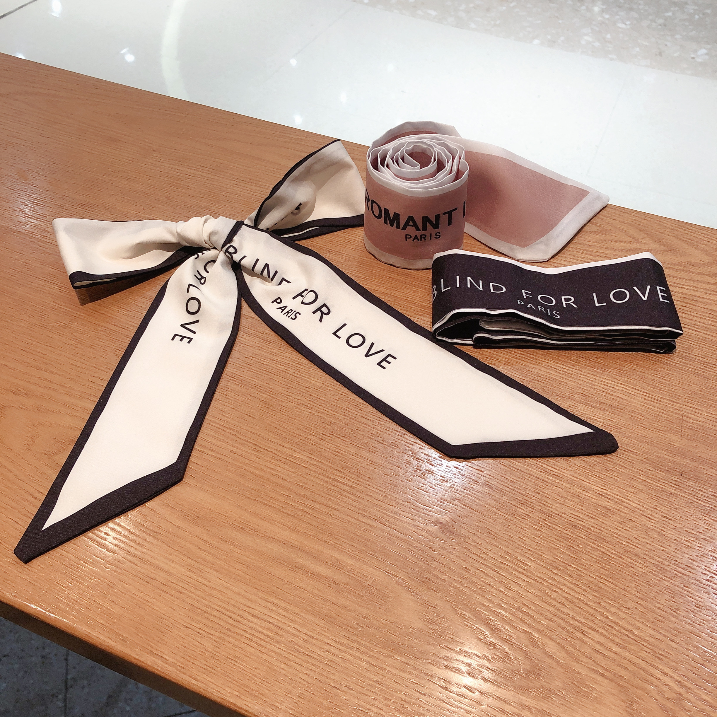 French Chic Thin Narrow Long Scarf Headband Ins Wind Gentle Elegant Tie Hair Streamers Retro Headband Tie Bag Strap Specification drawing