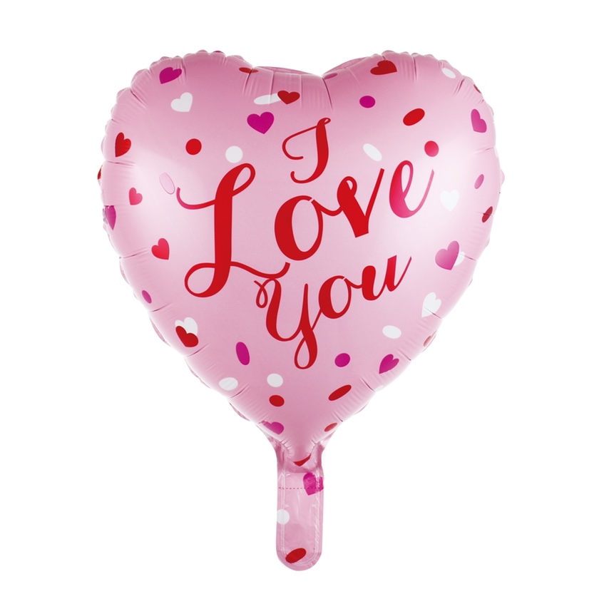 17寸爱心我爱你铝膜气球桃心粉底