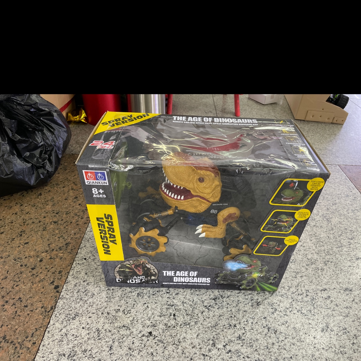 Remote control spray dinosaur with lights with music with dancing remote control stunt dinosaur thumbnail