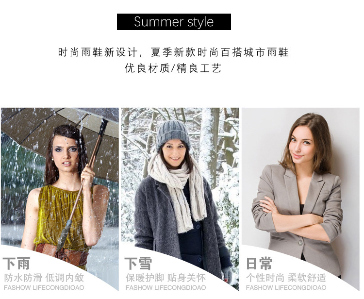 New fashion women's zipper rain boots factory direct sales detail image 6