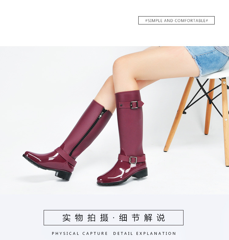 New fashion women's zipper rain boots factory direct sales detail image 1