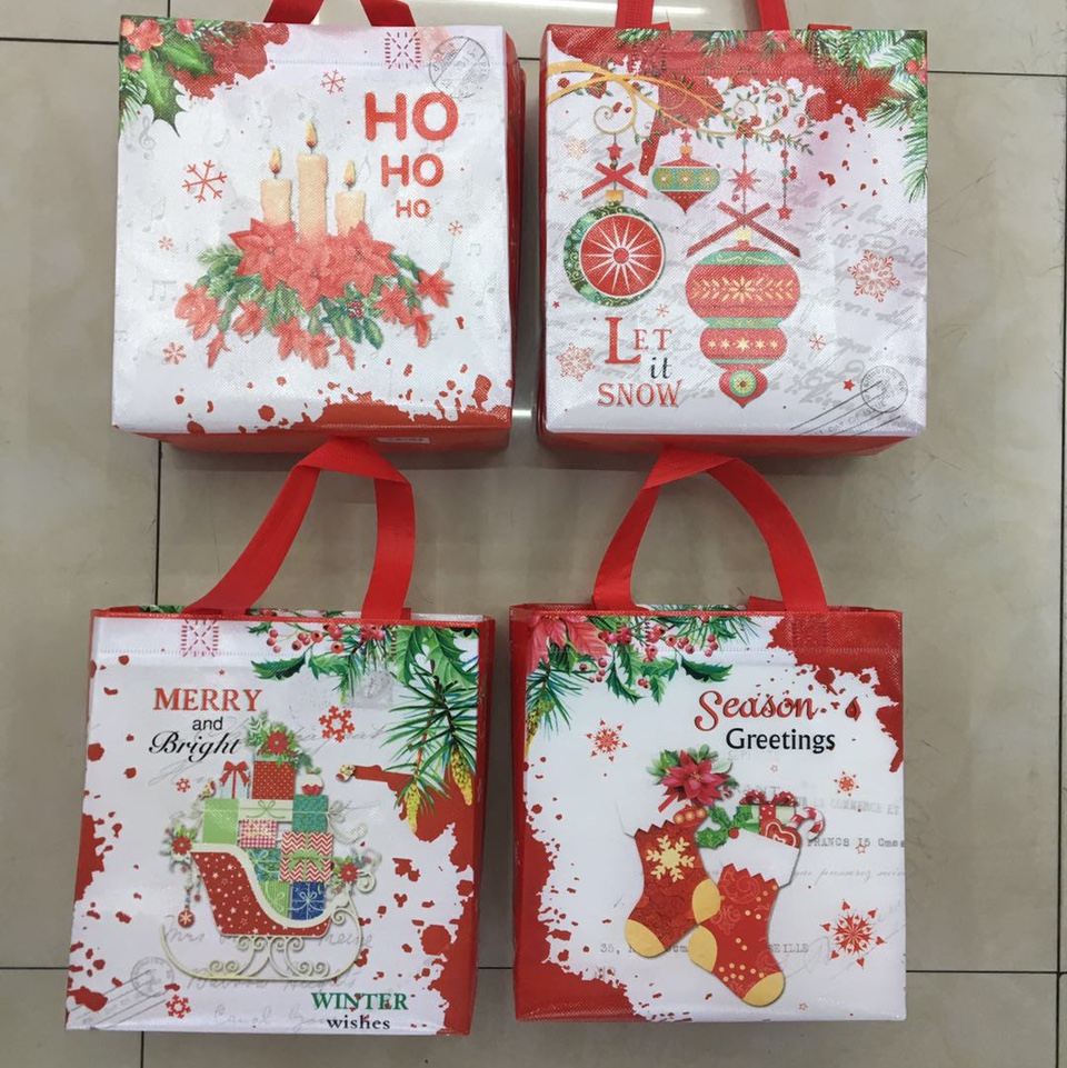 Laminated L-style Christmas three-dimensional bag