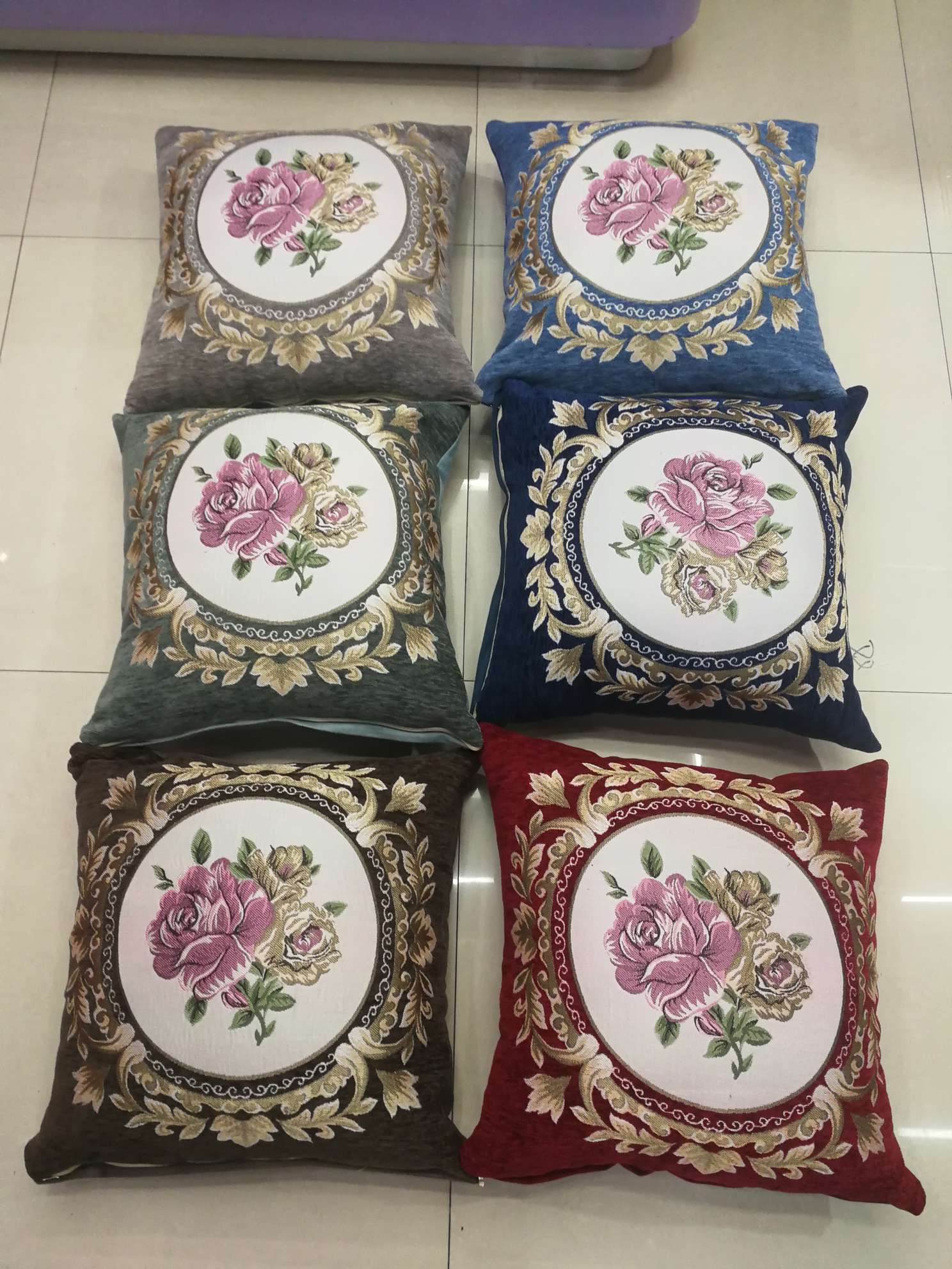 European-style floral jacquard embroidery throw pillow cushion pillow backrest cover detail image 10
