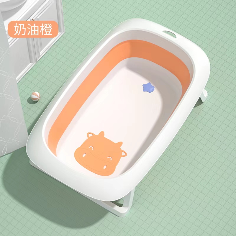 彩盒包装 大号折叠浴盆婴儿洗澡盆浴桶白底实物图