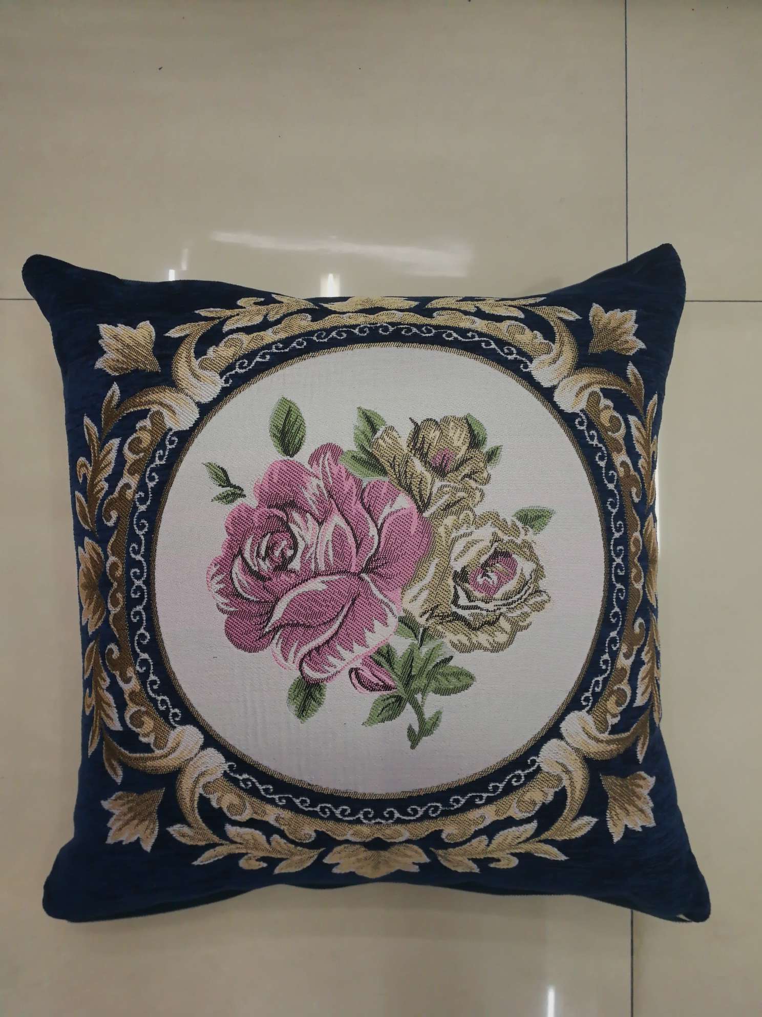 European-style floral jacquard embroidery throw pillow cushion pillow backrest cover detail image 3