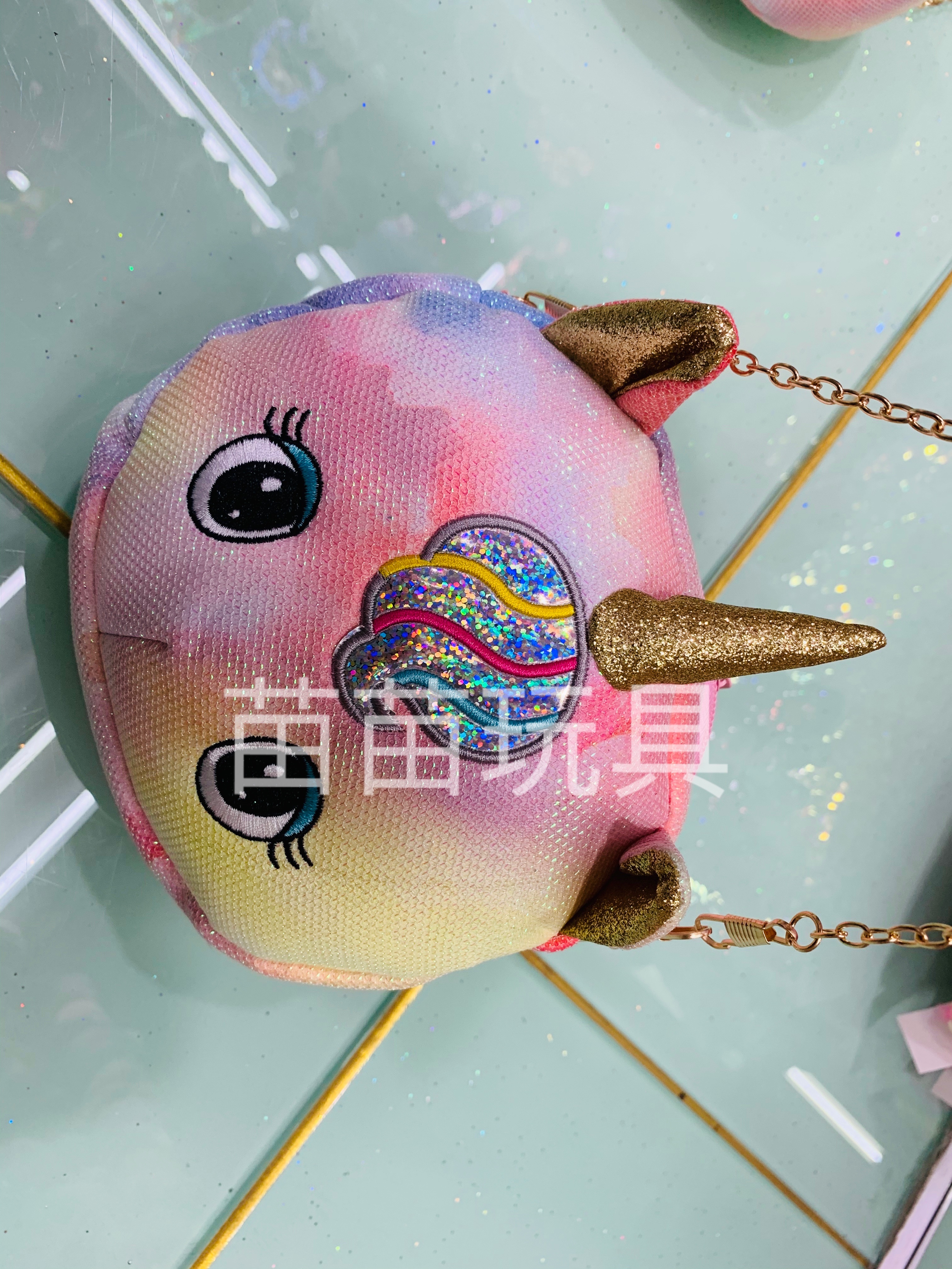 Plush crossbody bag, plush single-shoulder bag, 2021 new children's sequined cute unicorn crossbody bag, irider bag, women's single-shoulder bag details Picture