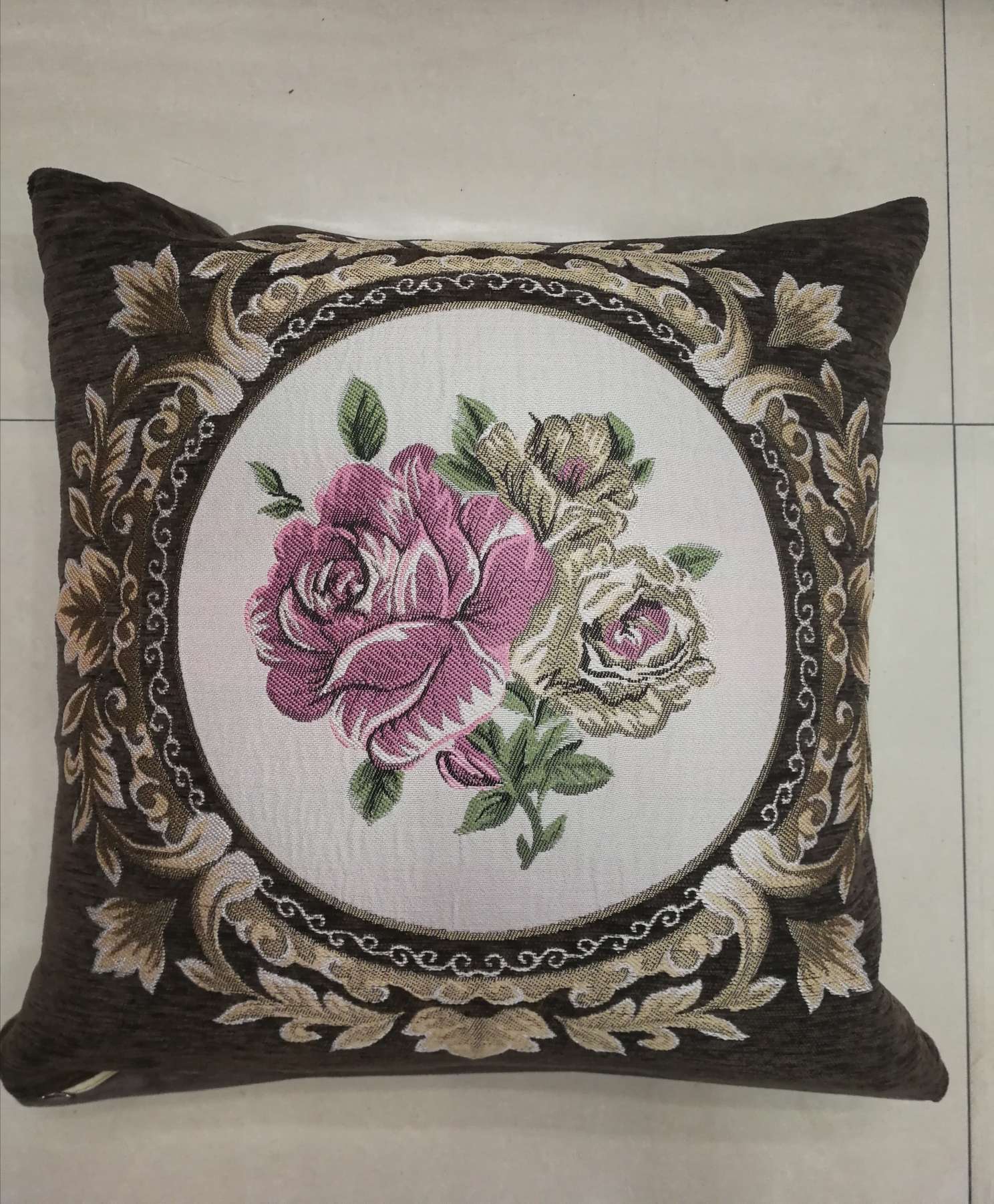 European-style floral jacquard embroidery throw pillow cushion pillow backrest cover detail image 7
