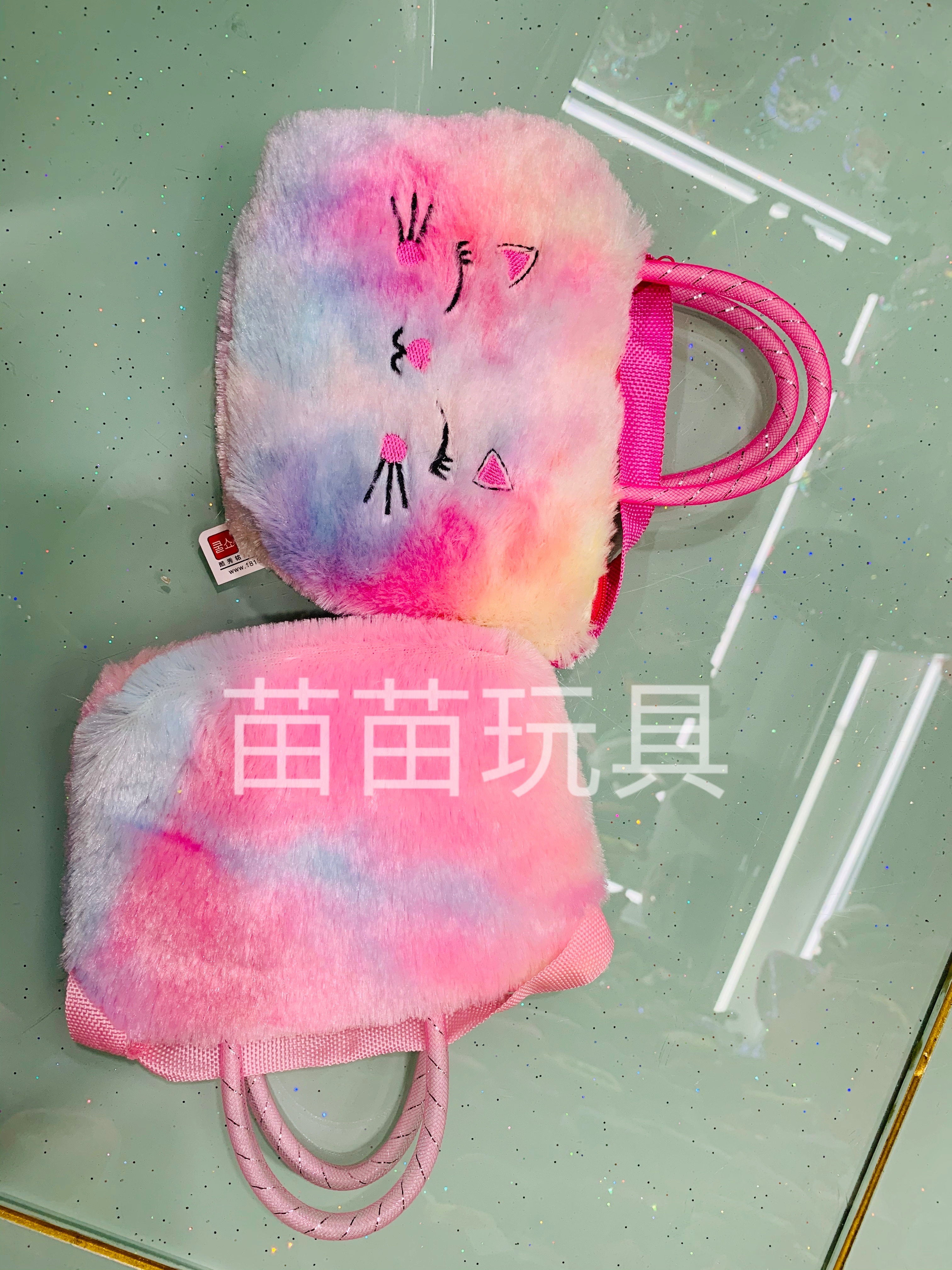 Plush toy crossbody bags, plush cartoon children's colorful plush handbags, cute cartoon cat crossbody bags Specification image