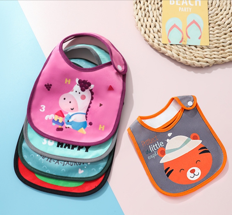 亚马逊跨境婴儿宝宝吃饭防水围兜儿童口水巾ins卡通钻石绒围嘴详情图9