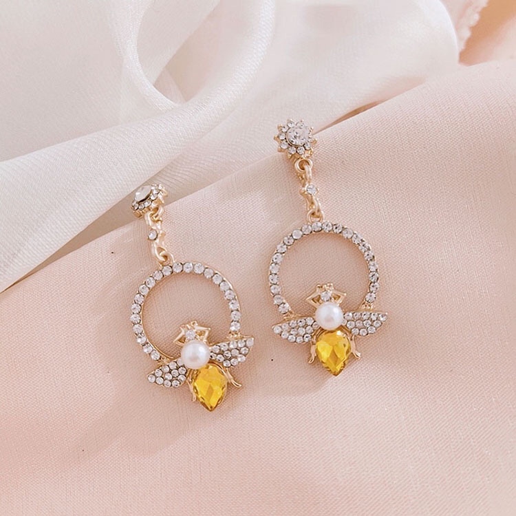 Bee zircon stud earrings