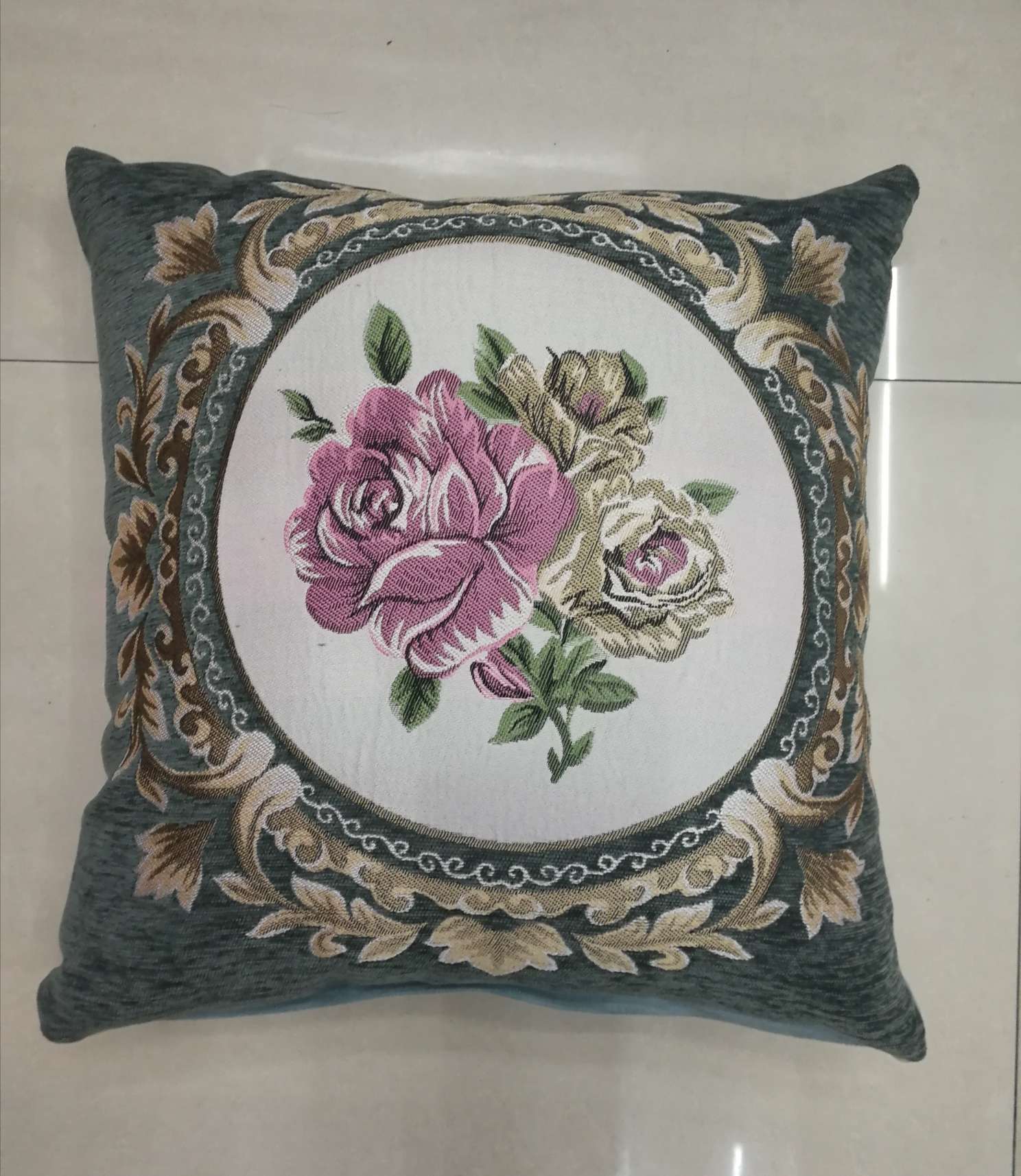 European-style floral jacquard embroidery throw pillow cushion pillow backrest cover detail image 2