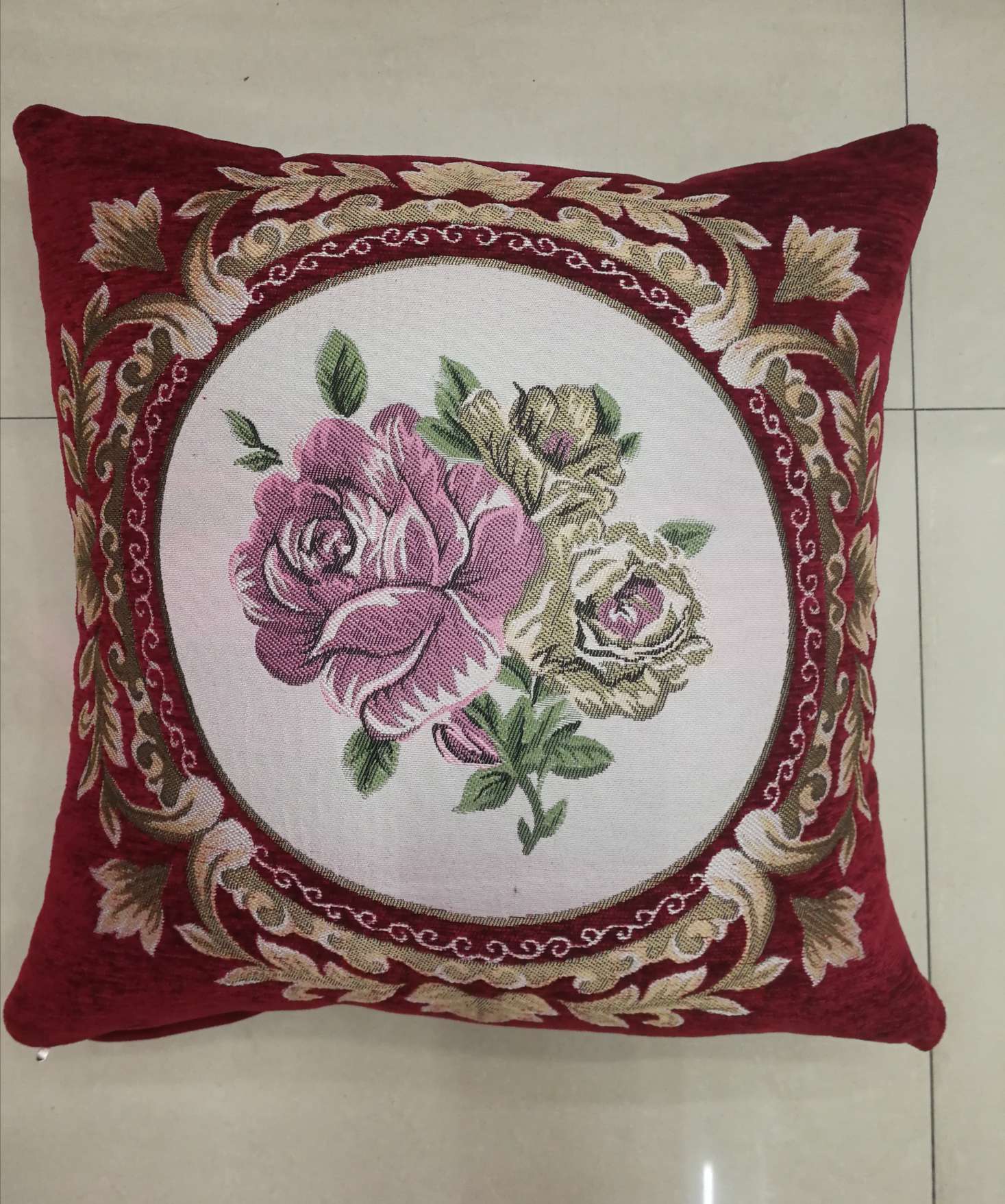 European-style floral jacquard embroidery throw pillow cushion pillow backrest cover detail image 6