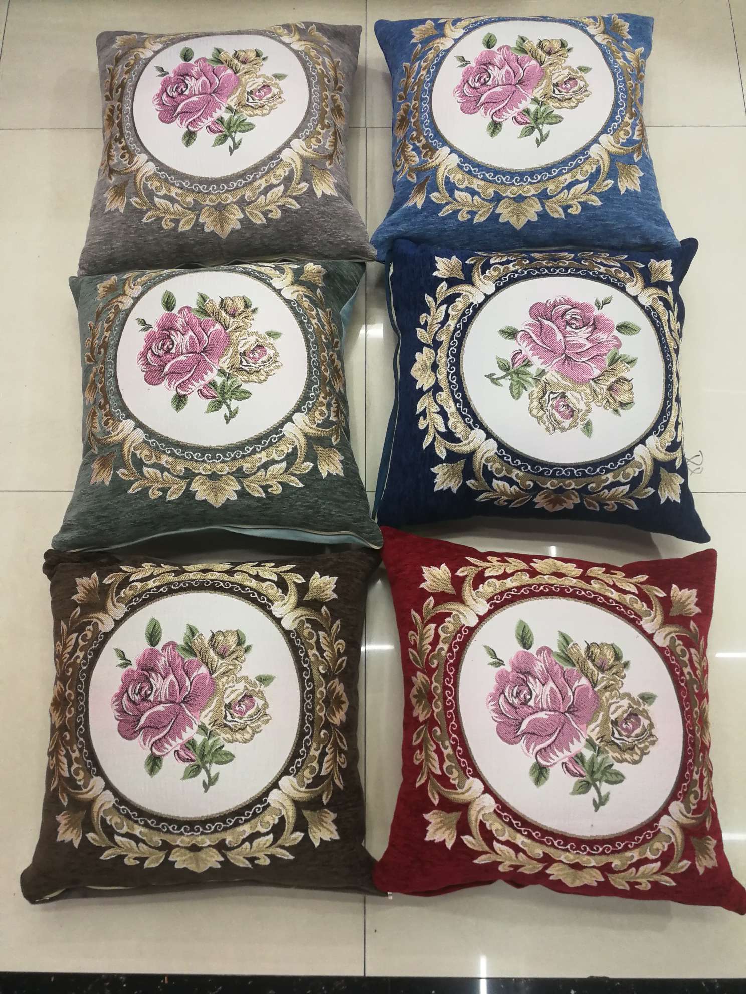 European-style floral jacquard embroidery throw pillow cushion pillow backrest cover detail image 8