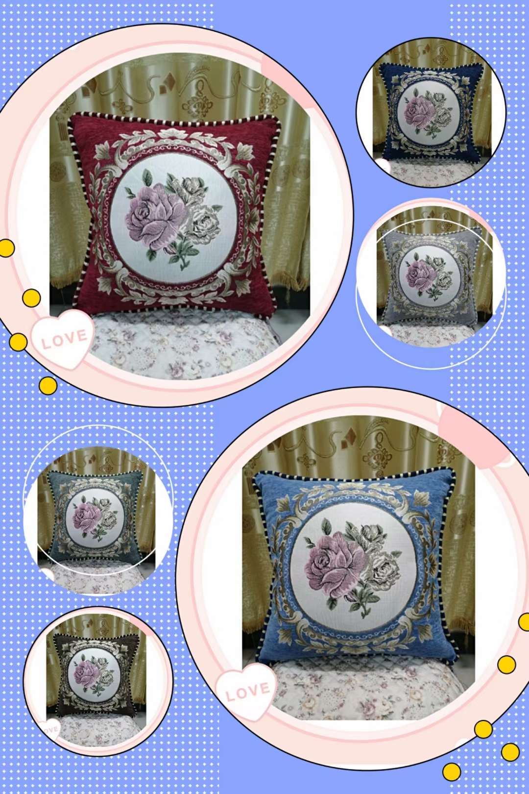 European-style floral jacquard embroidery throw pillow cushion pillow backrest cover detail image 1
