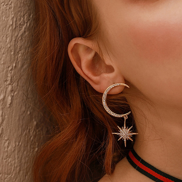 Sun, Moon, Eight-pointed star ear studs
