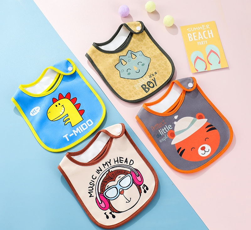 亚马逊跨境婴儿宝宝吃饭防水围兜儿童口水巾ins卡通钻石绒围嘴详情图12