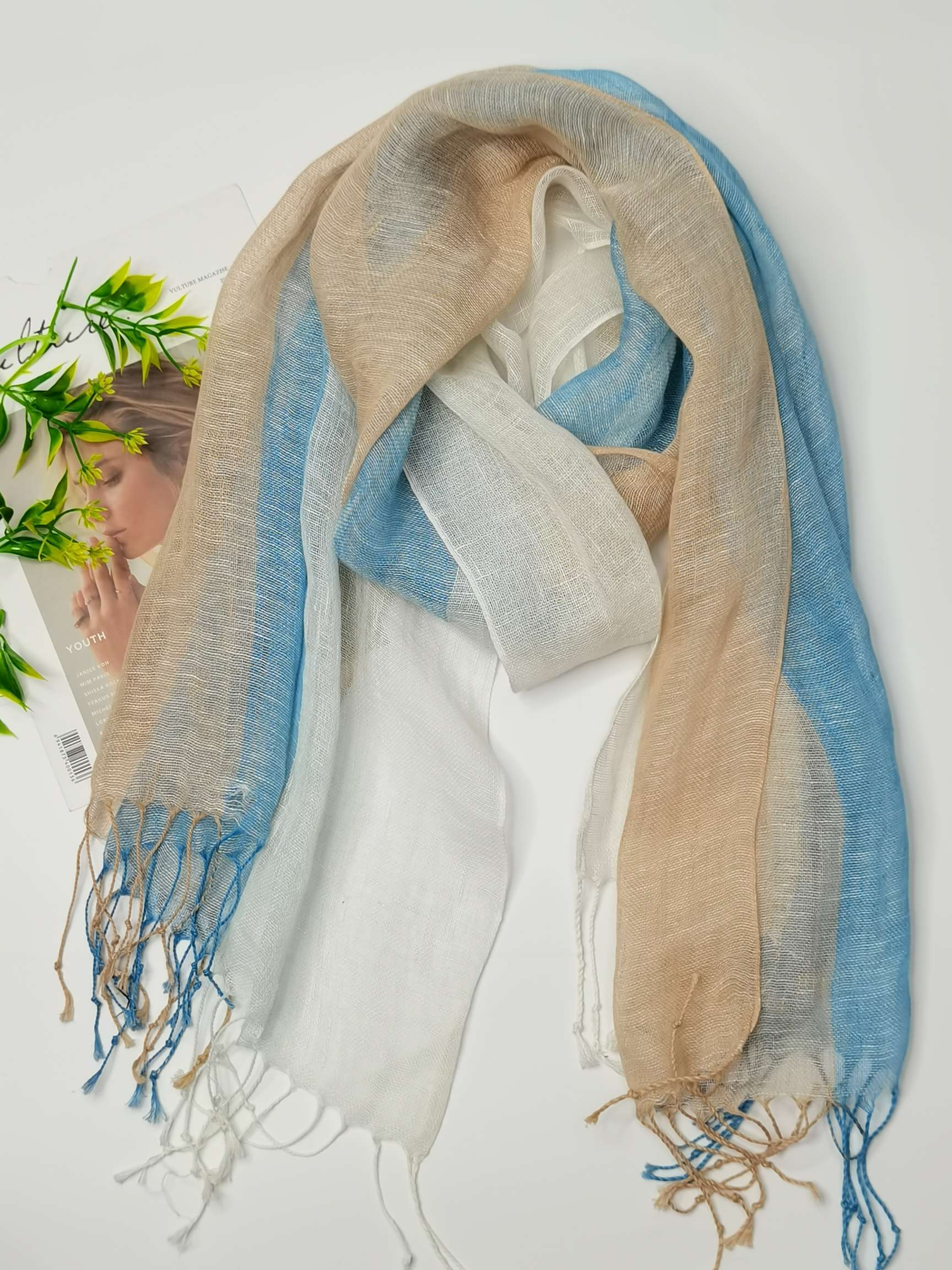 Linen Scarf Female Artistic Sunblock Shawl Temperament Multi-Color Spring Summer Wholesale Scarf Beach Shawl Scarf Specification drawing