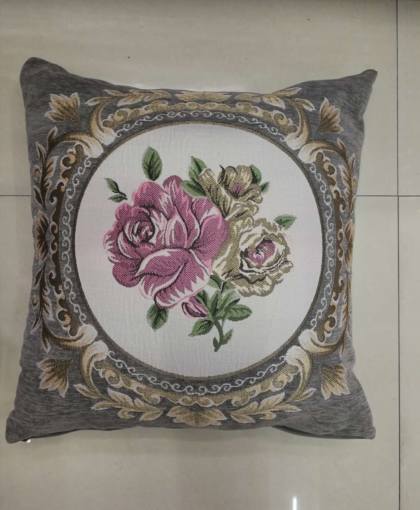 European-style floral jacquard embroidery throw pillow cushion pillow backrest cover detail image 9