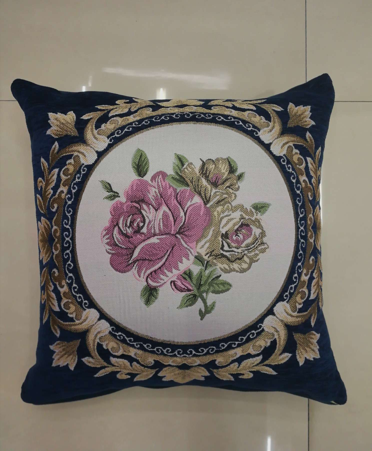 European-style floral jacquard embroidery throw pillow cushion pillow backrest cover detail image 4