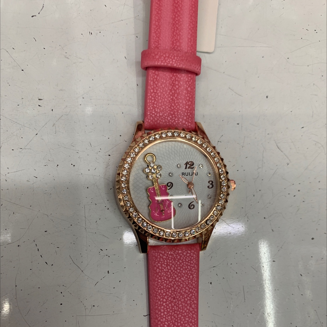 新款女士皮表带吉他粉色牙边详情图2