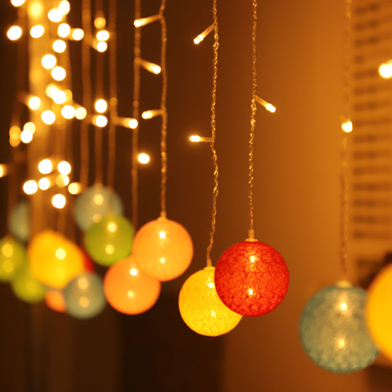 棉线球窗帘灯4*60cm暖白光门帘装饰酒店详情图1