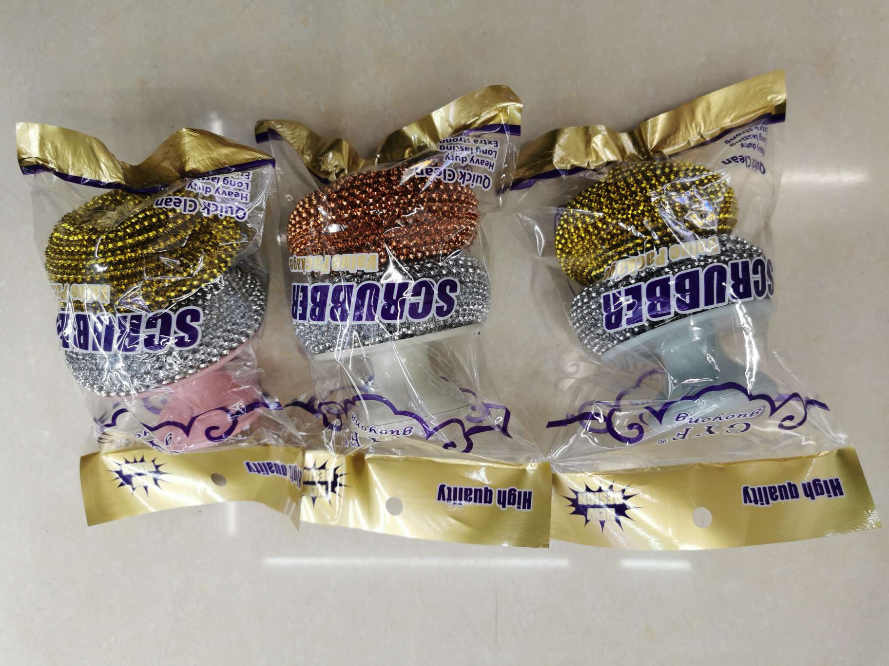 厂家直销国勇清洁球，货号：H848 2P PET+圆手柄套装产品图