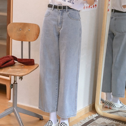 牛仔裤女学生韩版夏季新款高腰阔腿裤百搭宽松老爹小个子潮裤