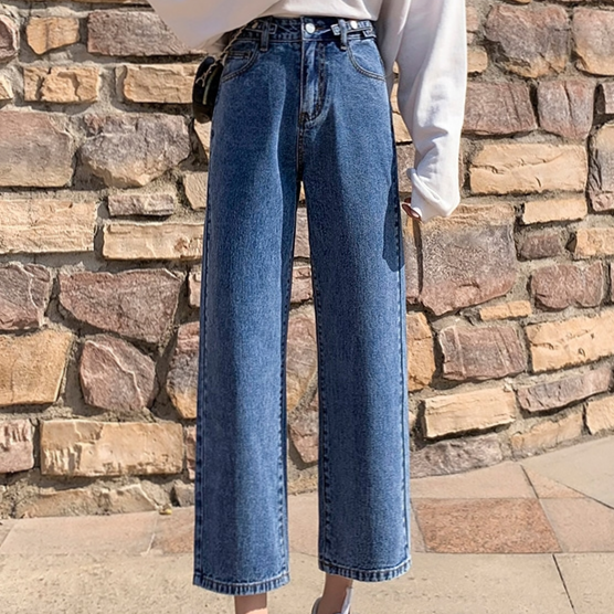 Straight-leg jeans for women, loose summer, thin 2021 new spring and autumn style, high-waisted 9-inch wide-leg pants for short women