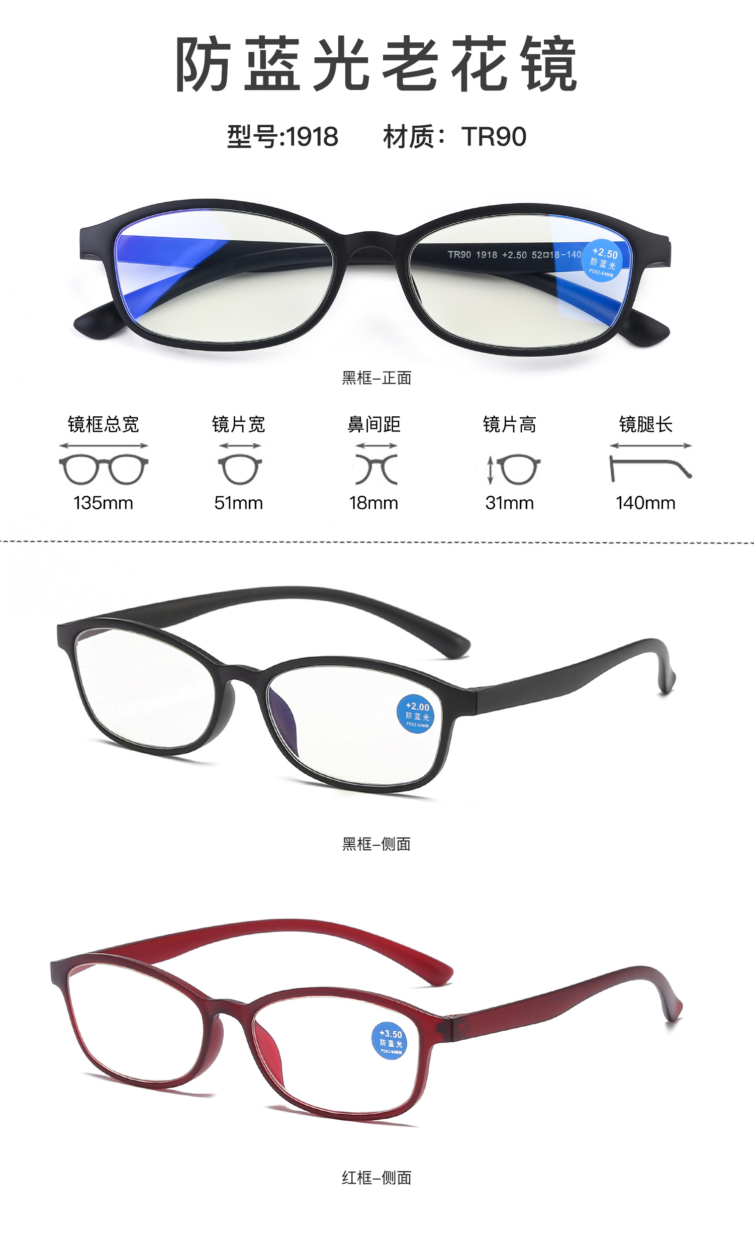 Model: 1918, TR anti-blue light film presbyopia details Picture