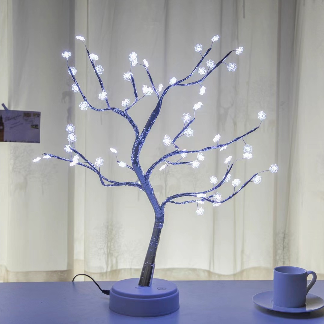 led table lamp Small tree creative Snowflake lighting light string