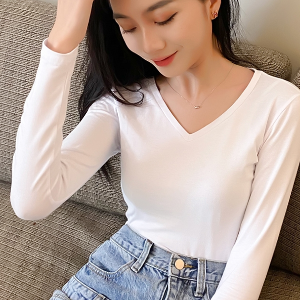 2021年新款黑色长袖打底衫女T恤内搭春秋季纯棉薄款百搭上衣服潮