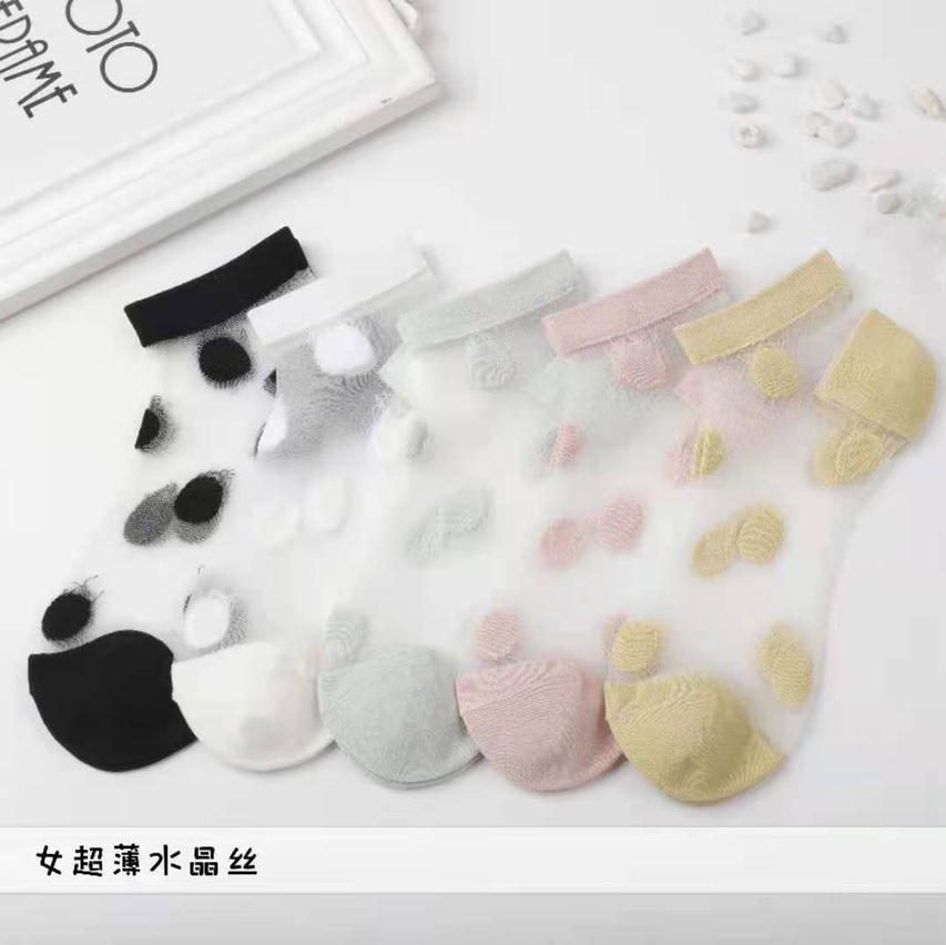 Women's Spring and summer Korean-style trendy thin modal cotton crystal silk boat socks