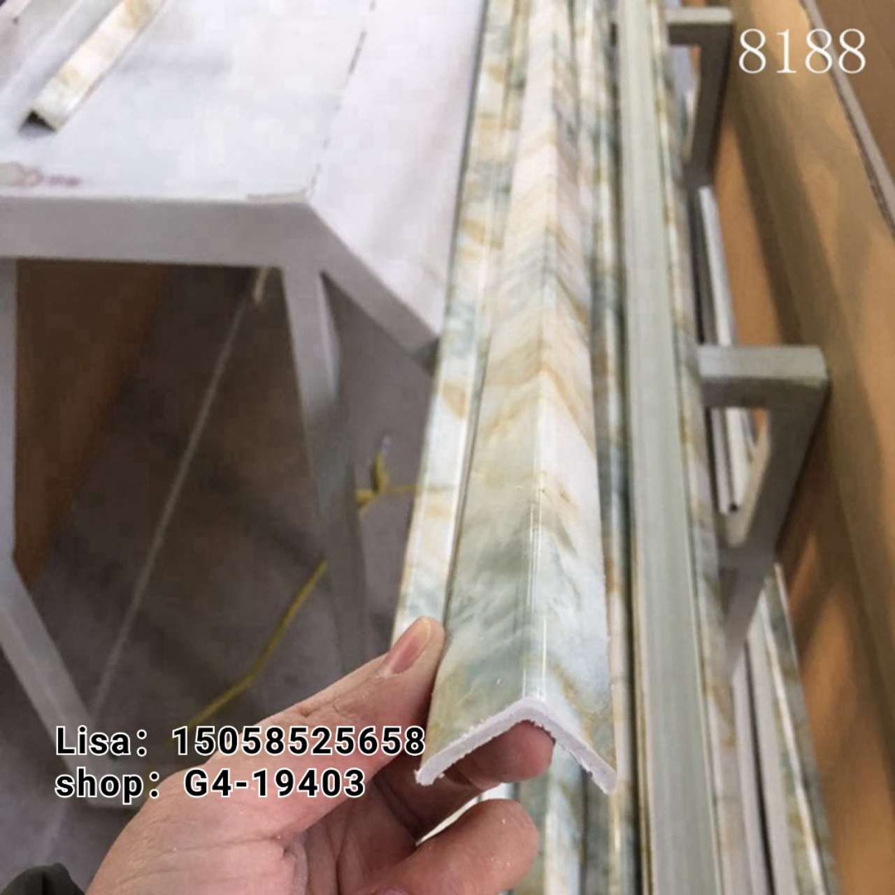 PVC欧式线条仿大理石 3乘3亮1081银 阳角线 阻燃 PVC线条详情图18