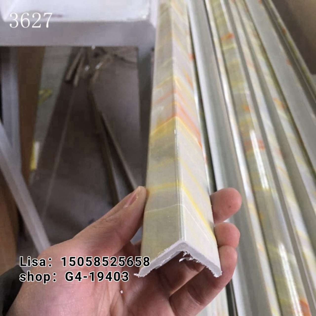 PVC欧式线条仿大理石 3乘3亮1081银 阳角线 阻燃 PVC线条详情图9